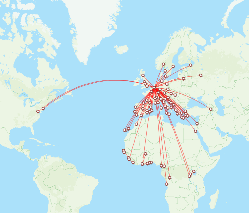 Brussels Airlines routes (SN) - map - Flight Routes