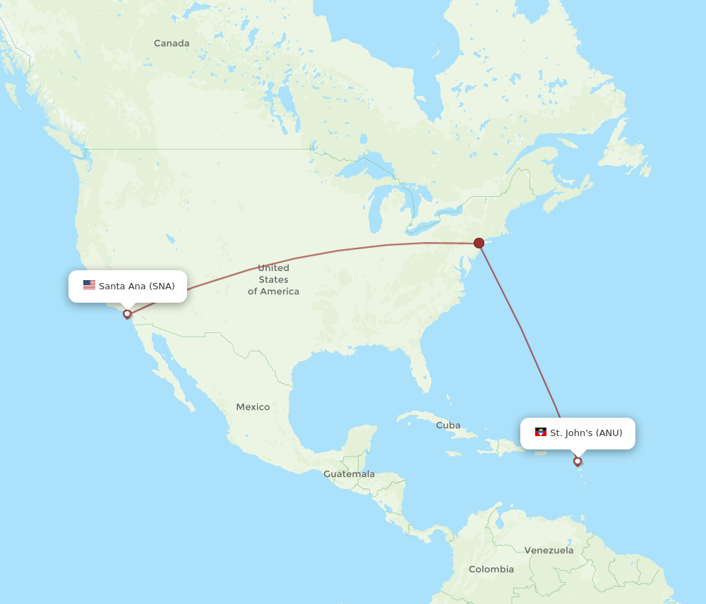 Flights from Antigua to Santa Ana ANU to SNA Flight Routes