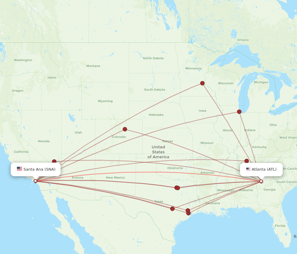 Flights from Santa Ana to Atlanta, SNA to ATL - Flight Routes