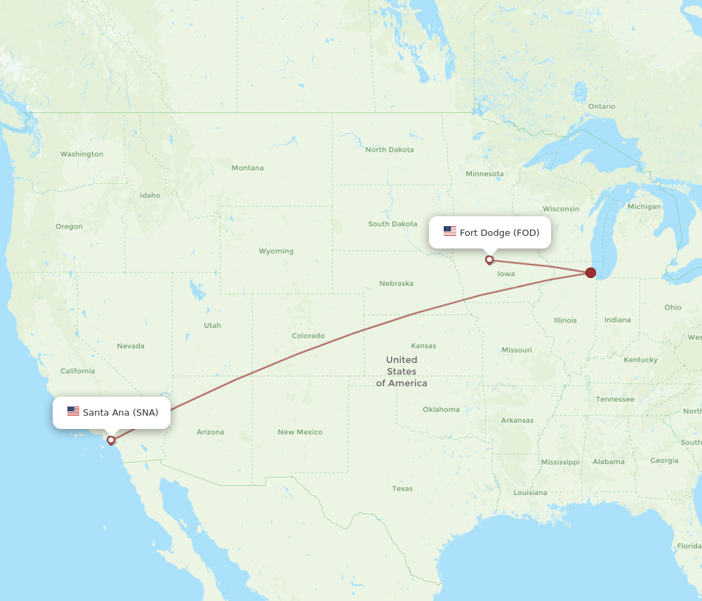 Flights from Santa Ana to Fort Dodge SNA to FOD Flight Routes