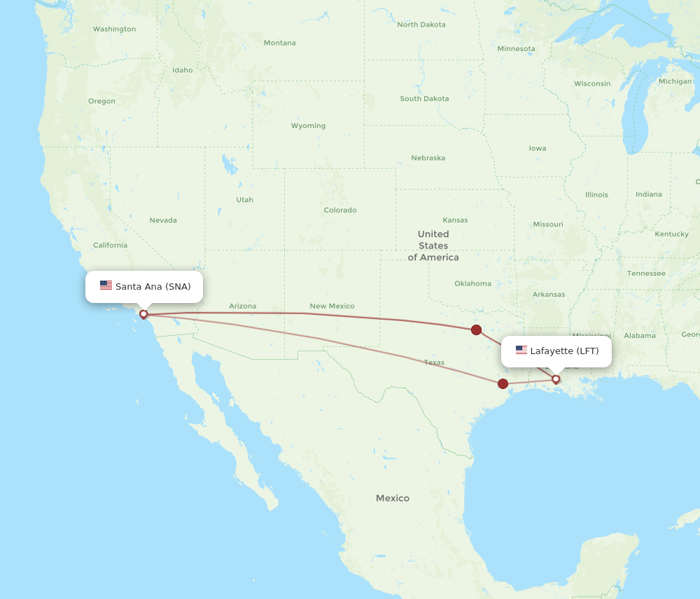 Flights from Santa Ana to Lafayette, SNA to LFT - Flight Routes