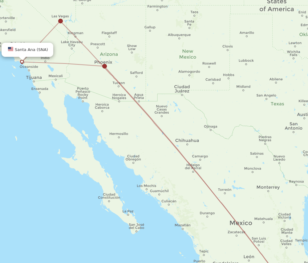 Flights from Santa Ana to Mexico City SNA to MEX Flight Routes