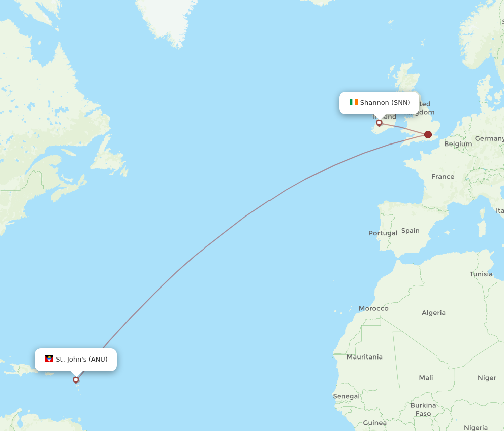 Flights from Shannon to Antigua SNN to ANU Flight Routes