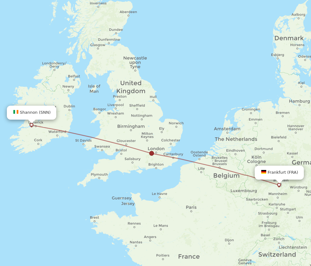 Flights from Shannon to Frankfurt SNN to FRA Flight Routes