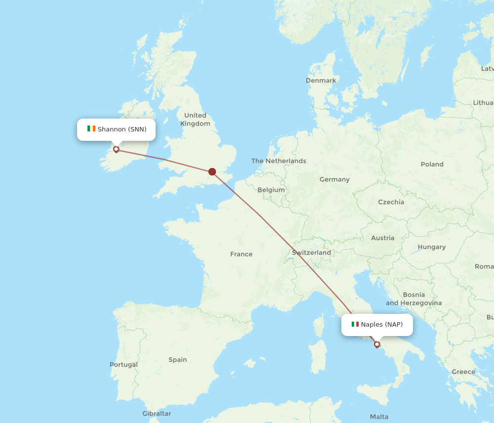 Flights from Shannon to Naples SNN to NAP Flight Routes