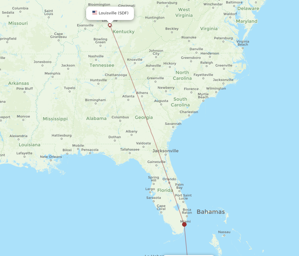 Flights from Santa Clara to Louisville SNU to SDF Flight Routes