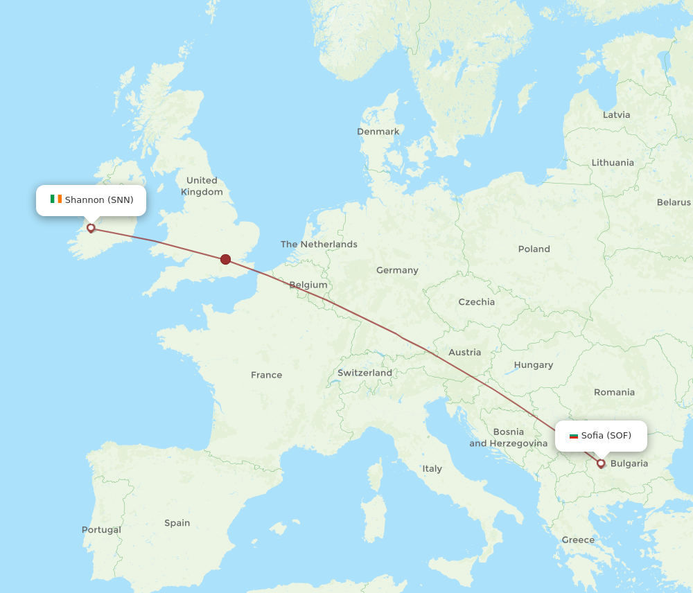 Flights from Sofia to Shannon SOF to SNN Flight Routes