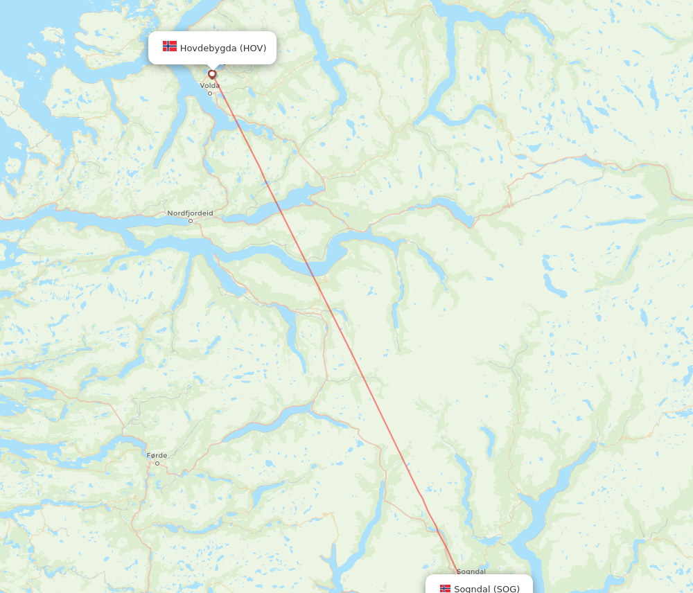 Flights From Sogndal To Orsta-Volda, SOG To HOV - Flight Routes