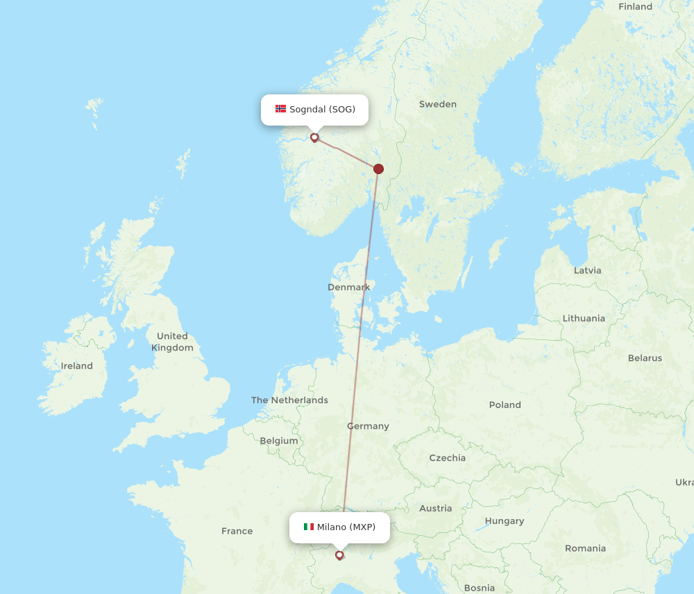 Flights From Sogndal To Milan, SOG To MXP - Flight Routes