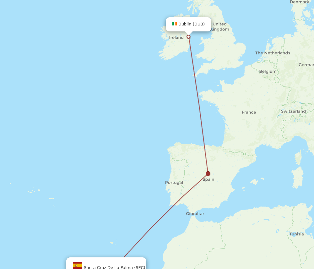 Flights from Santa Cruz De La Palma to Dublin SPC to DUB Flight