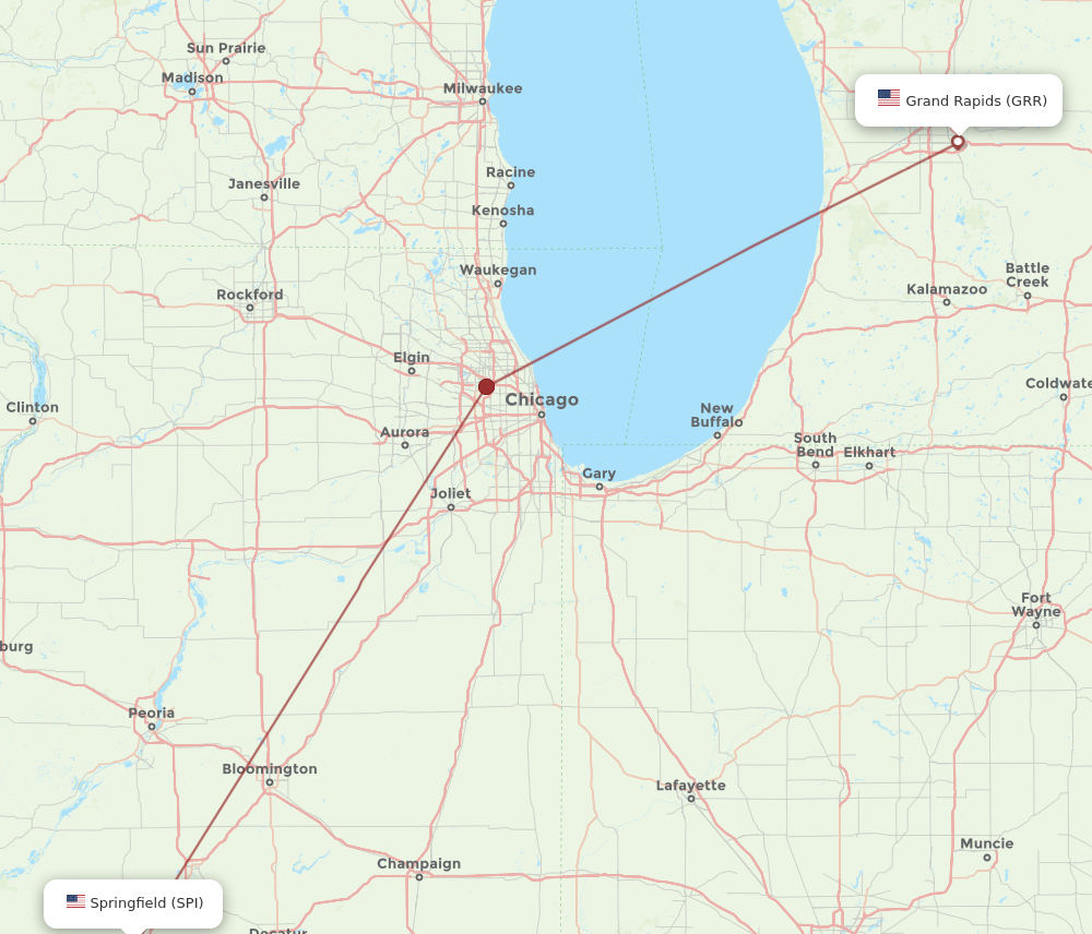 Flights from Springfield to Grand Rapids SPI to GRR Flight Routes