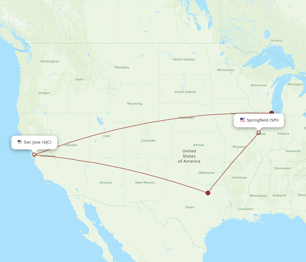 Flights from Springfield to San Jose SPI to SJC Flight Routes