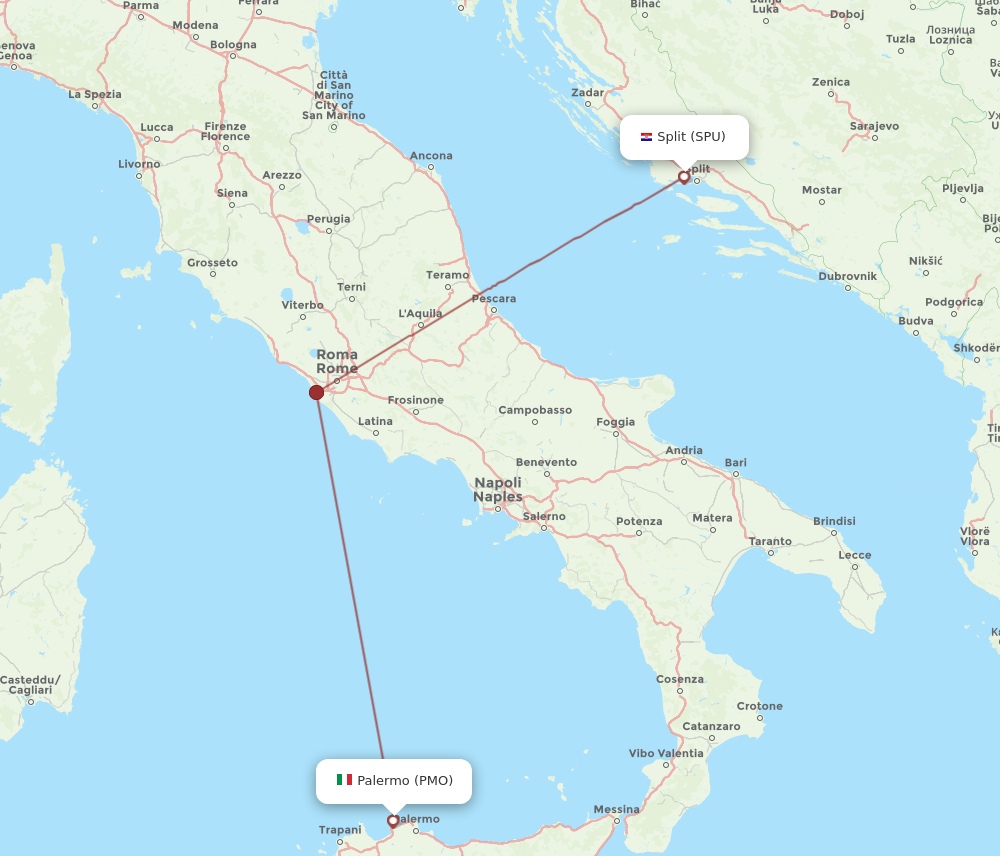 All Flight Routes From Split To Palermo Spu To Pmo Flight Routes 7858