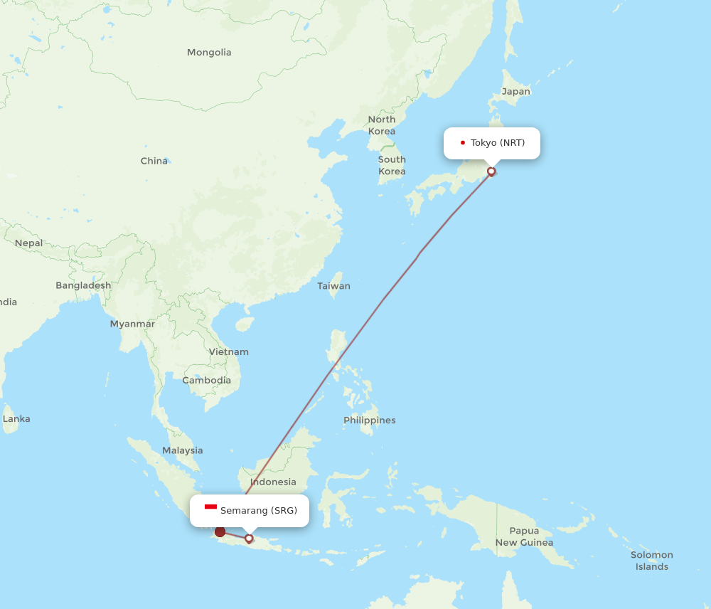 All flight routes from Semarang to Tokyo, SRG to NRT - Flight Routes