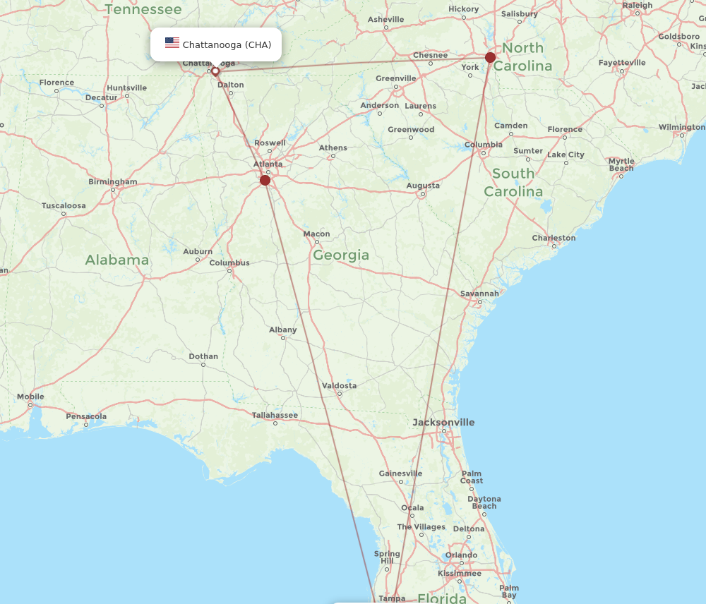 Flights from Sarasota to Chattanooga SRQ to CHA Flight Routes