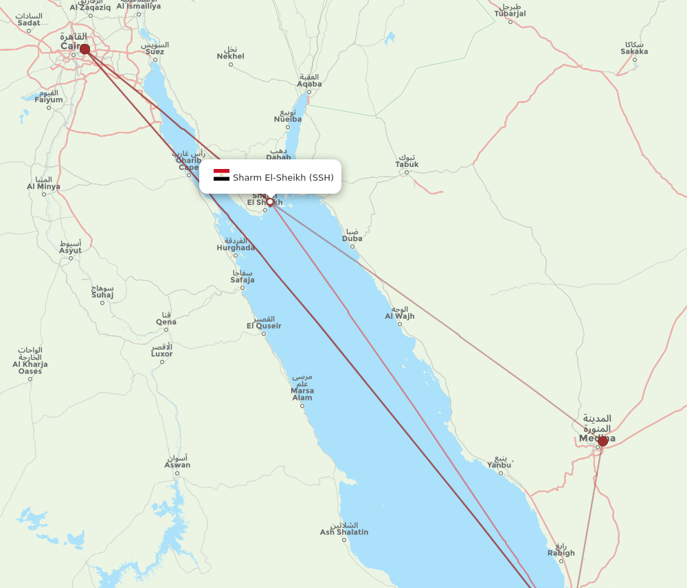 All flight routes from Sharm el Sheikh to Jeddah, SSH to JED - Flight ...