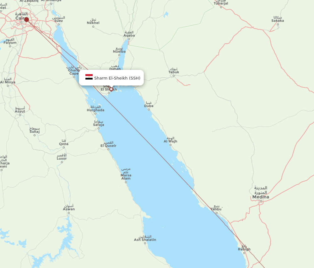 All flight routes from Sharm el Sheikh to Taif, SSH to TIF - Flight Routes