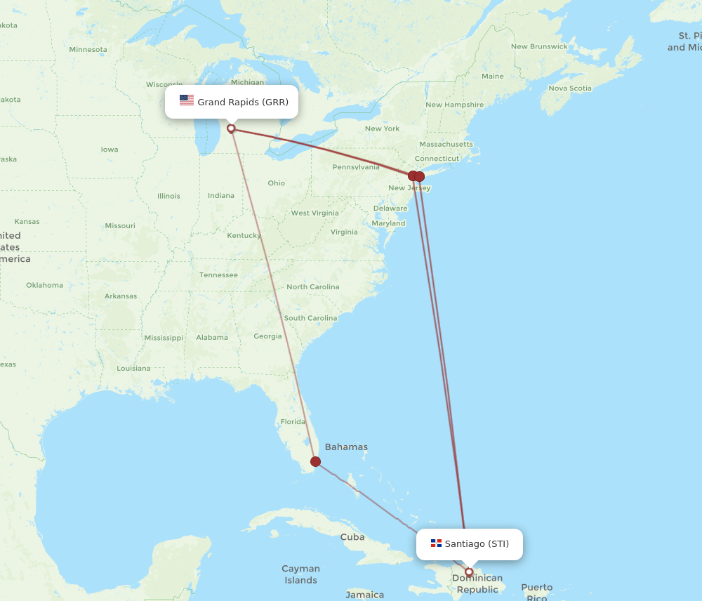 Flights from Santiago to Grand Rapids, STI to GRR - Flight Routes