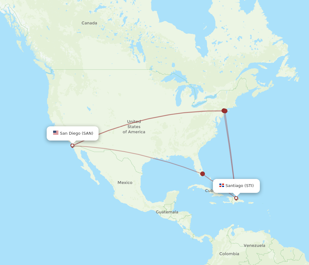 All Flight Routes From Santiago To San Diego Sti To San Flight Routes 2909