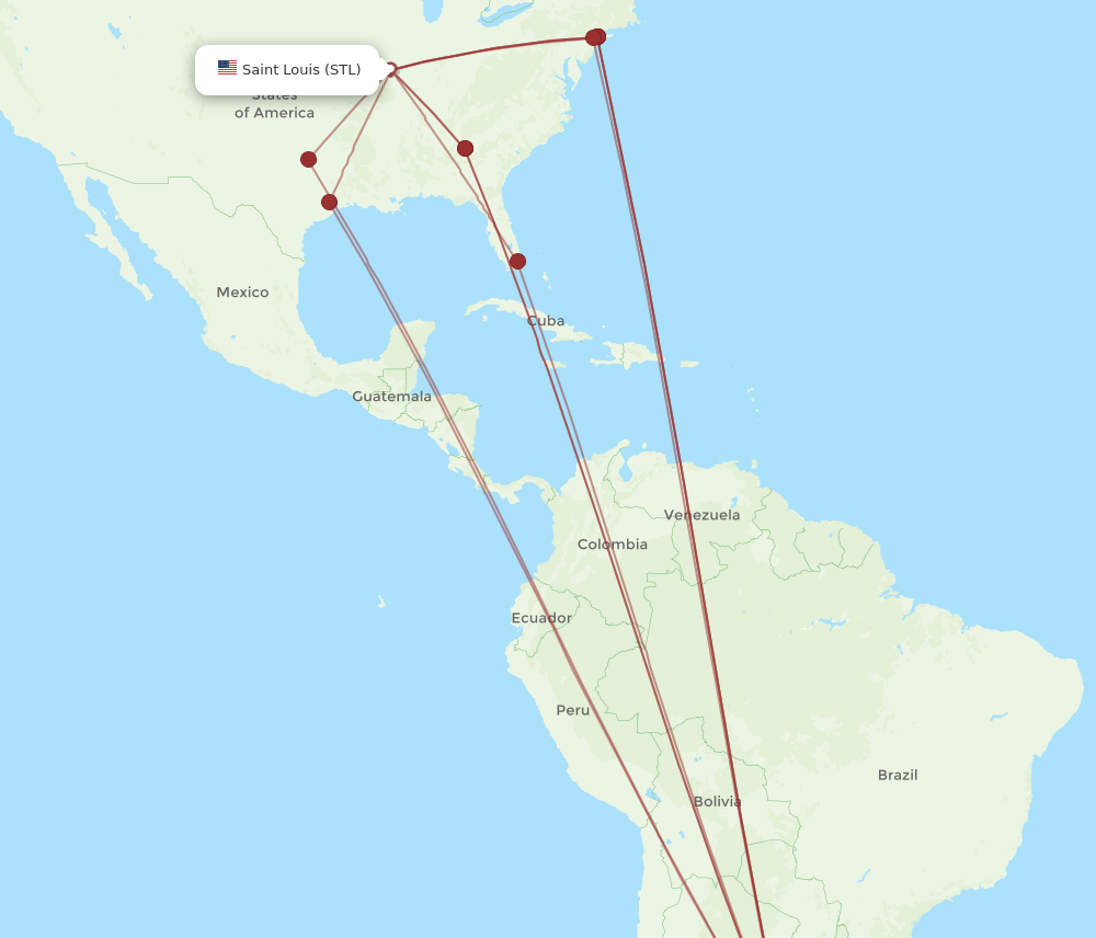 Flights from Saint Louis to Buenos Aires STL to EZE Flight Routes