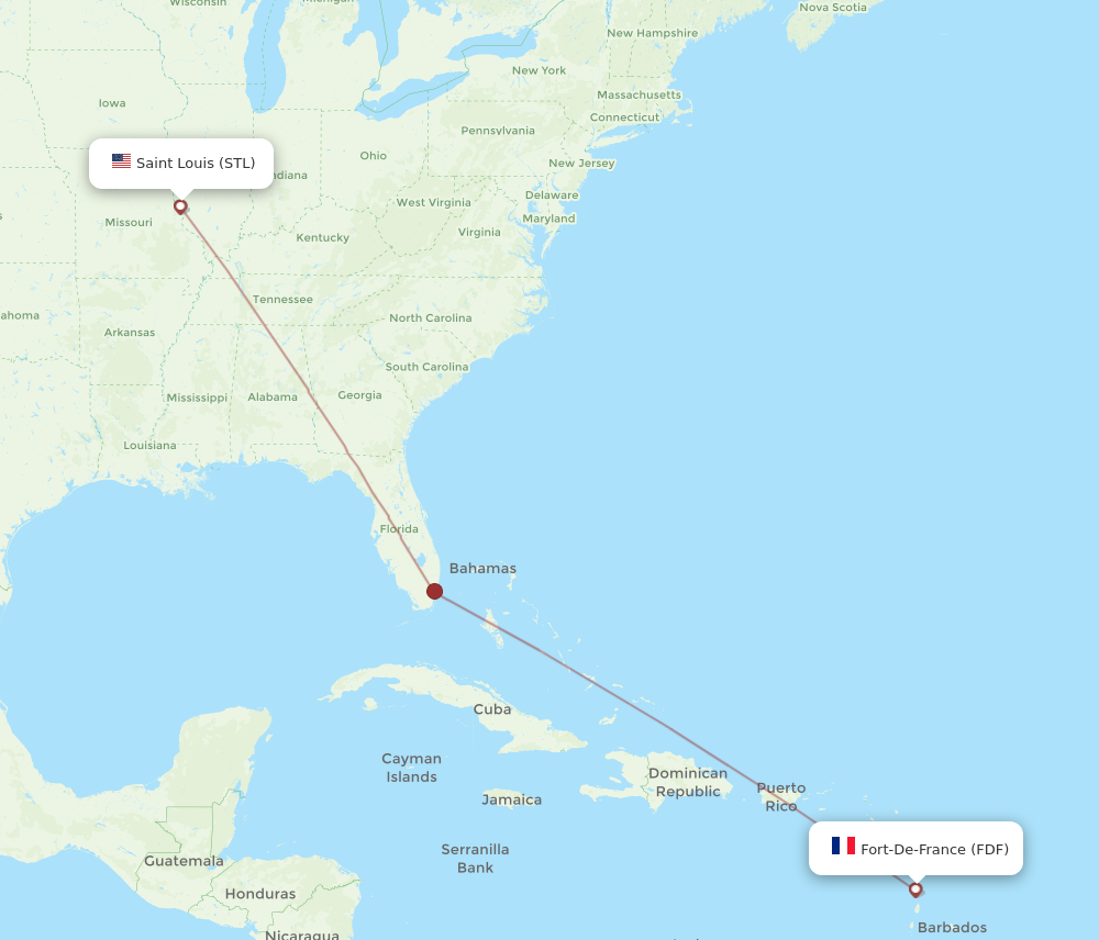 Flights from Saint Louis to Fort De France STL to FDF Flight Routes