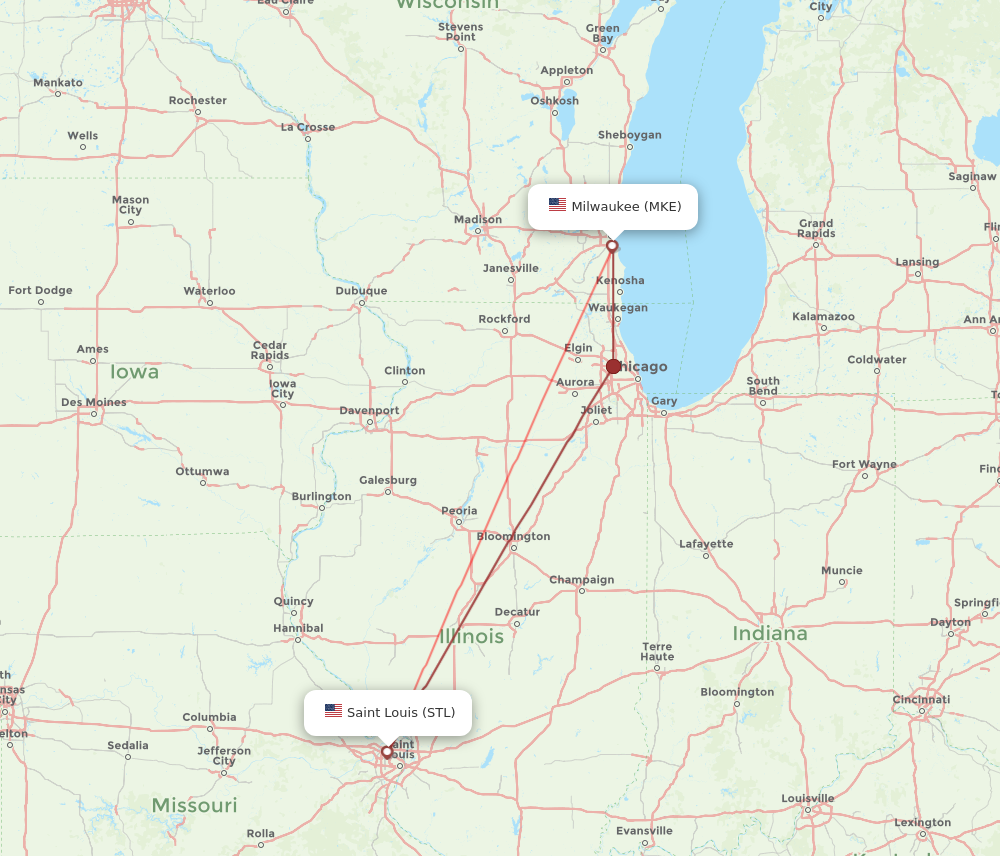 Flights from Saint Louis to Milwaukee STL to MKE Flight Routes