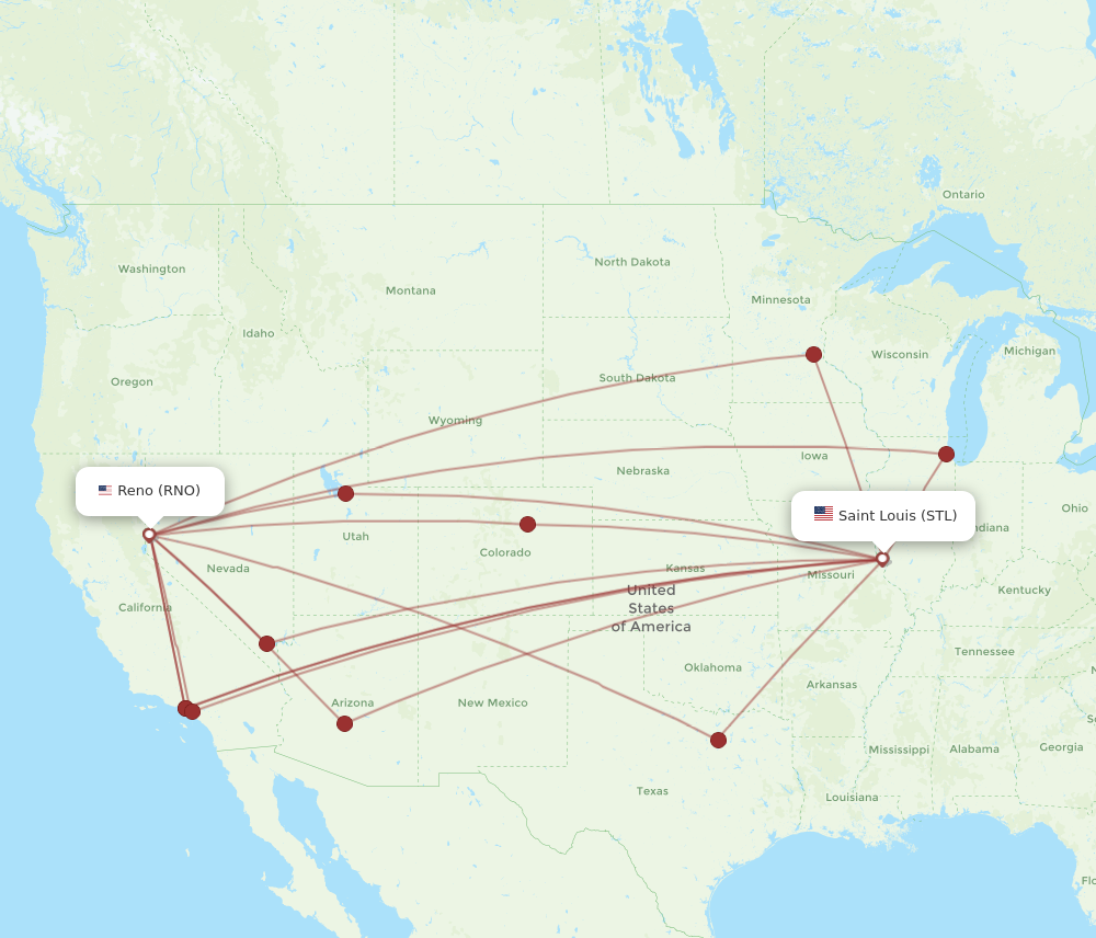 Flights from Saint Louis to Reno STL to RNO Flight Routes