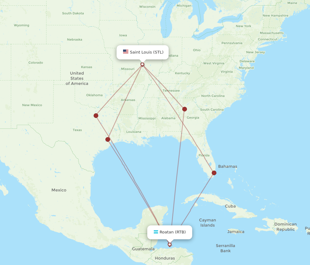 Flights from Saint Louis to Roatan STL to RTB Flight Routes