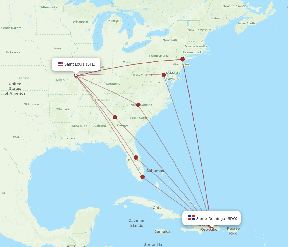 Flights from Saint Louis to Santo Domingo STL to SDQ Flight Routes