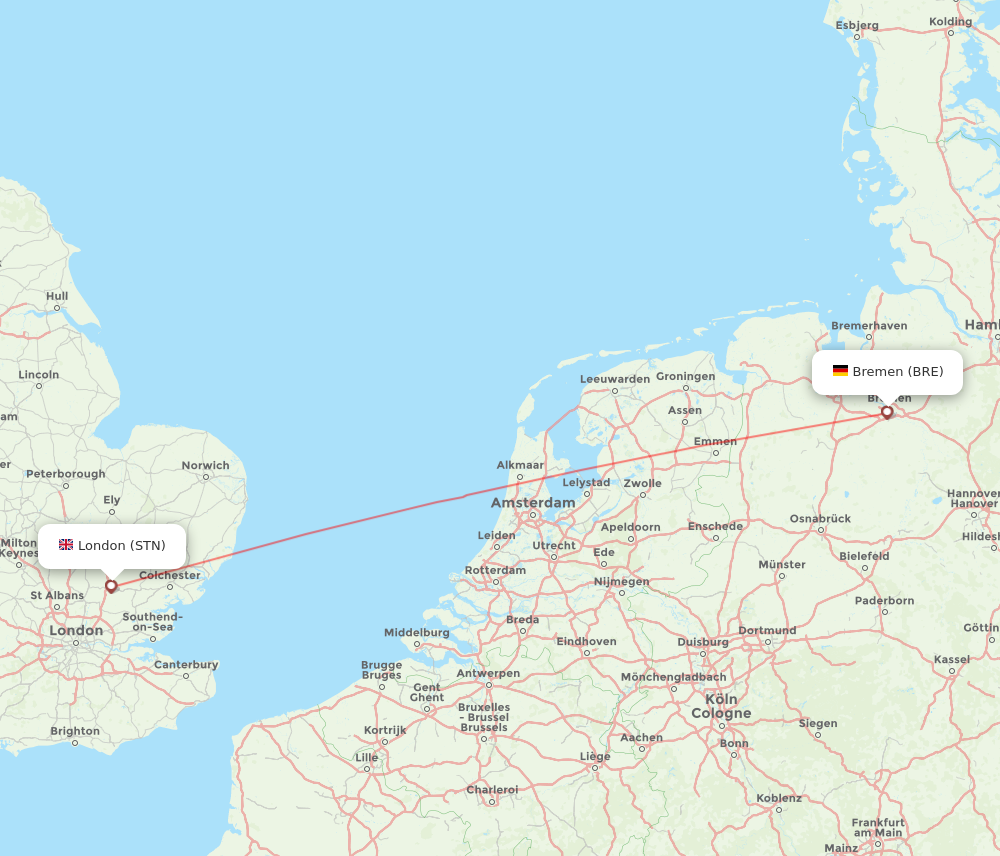 Flights from London to Bremen STN to BRE Flight Routes