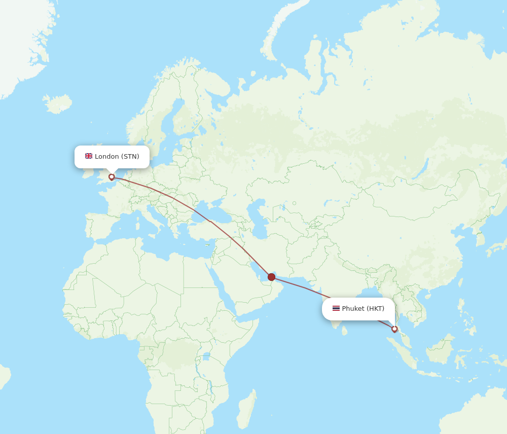 Flights from London to Phuket STN to HKT Flight Routes