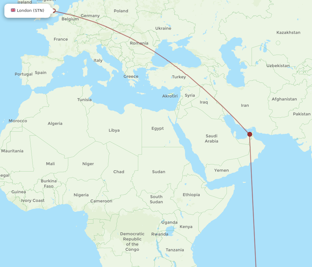 Flights from London to Mauritius STN to MRU Flight Routes