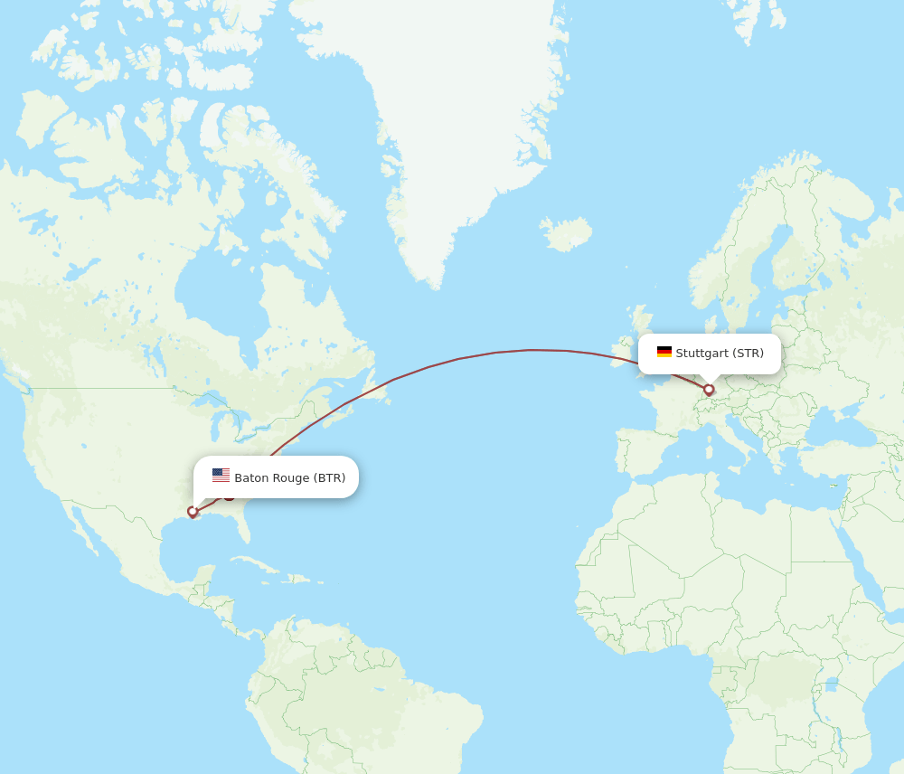 Flights from Stuttgart to Baton Rouge, STR to BTR Flight Routes