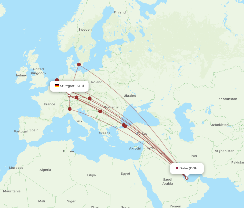 STR to DOH flights and routes map