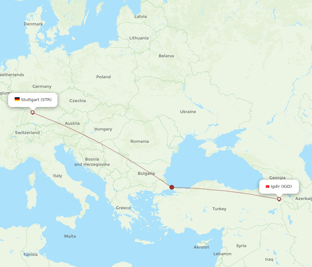 Flights from Stuttgart to Igdir STR to IGD Flight Routes