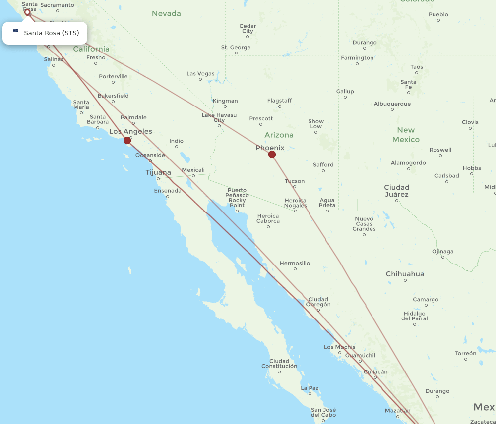 All Flight Routes From Santa Rosa To Guadalajara Sts To Gdl Flight Routes 7964