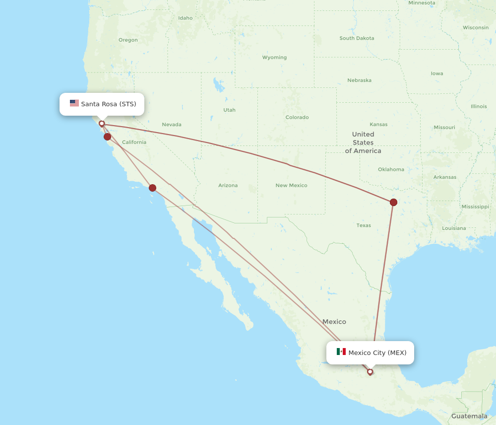 All flight routes from Santa Rosa to Mexico City, STS to MEX - Flight ...