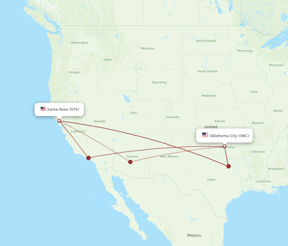 Flights from Santa Rosa to Oklahoma City STS to OKC Flight Routes