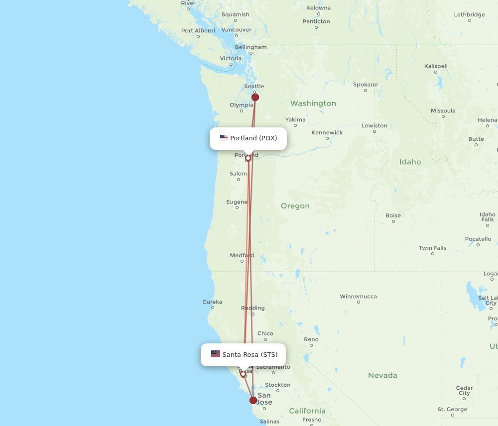 Flights from Santa Rosa to Portland STS to PDX Flight Routes