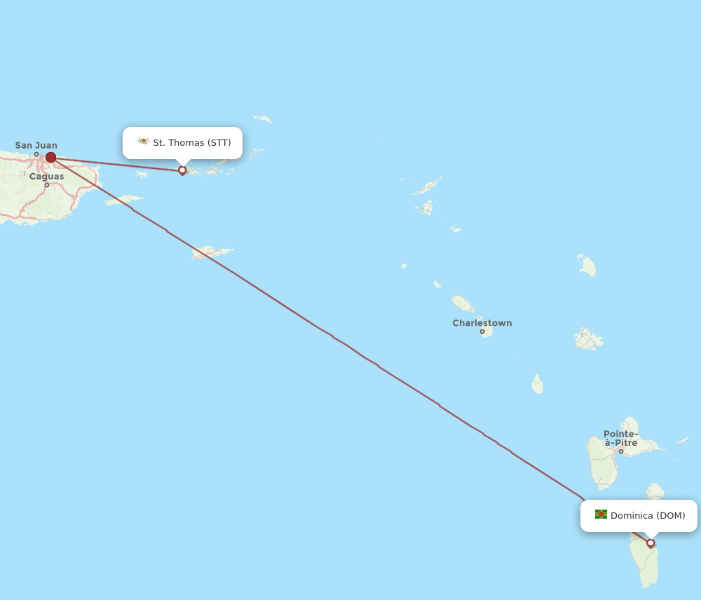 All flight routes from Saint Thomas to Dominica, STT to DOM - Flight Routes