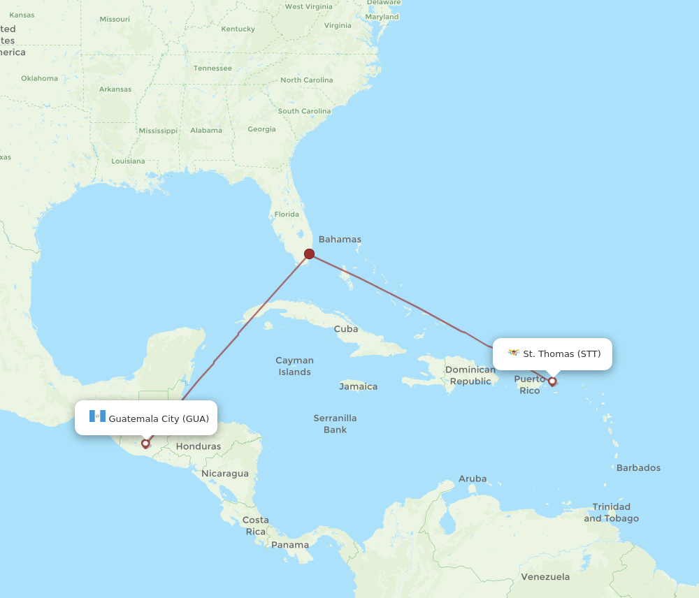 Flights from Saint Thomas to Guatemala City, STT to GUA - Flight Routes