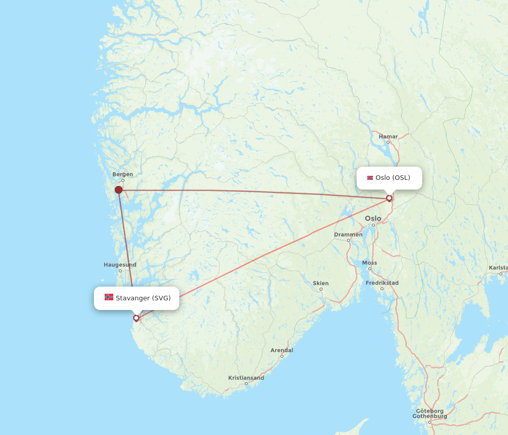 Flights from Stavanger to Oslo, SVG to OSL - Flight Routes