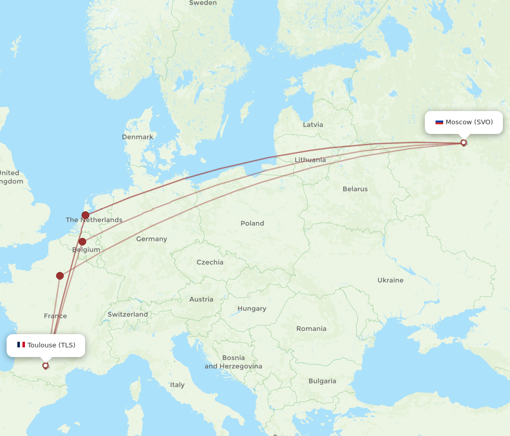 Flights from Moscow to Toulouse, SVO to TLS - Flight Routes