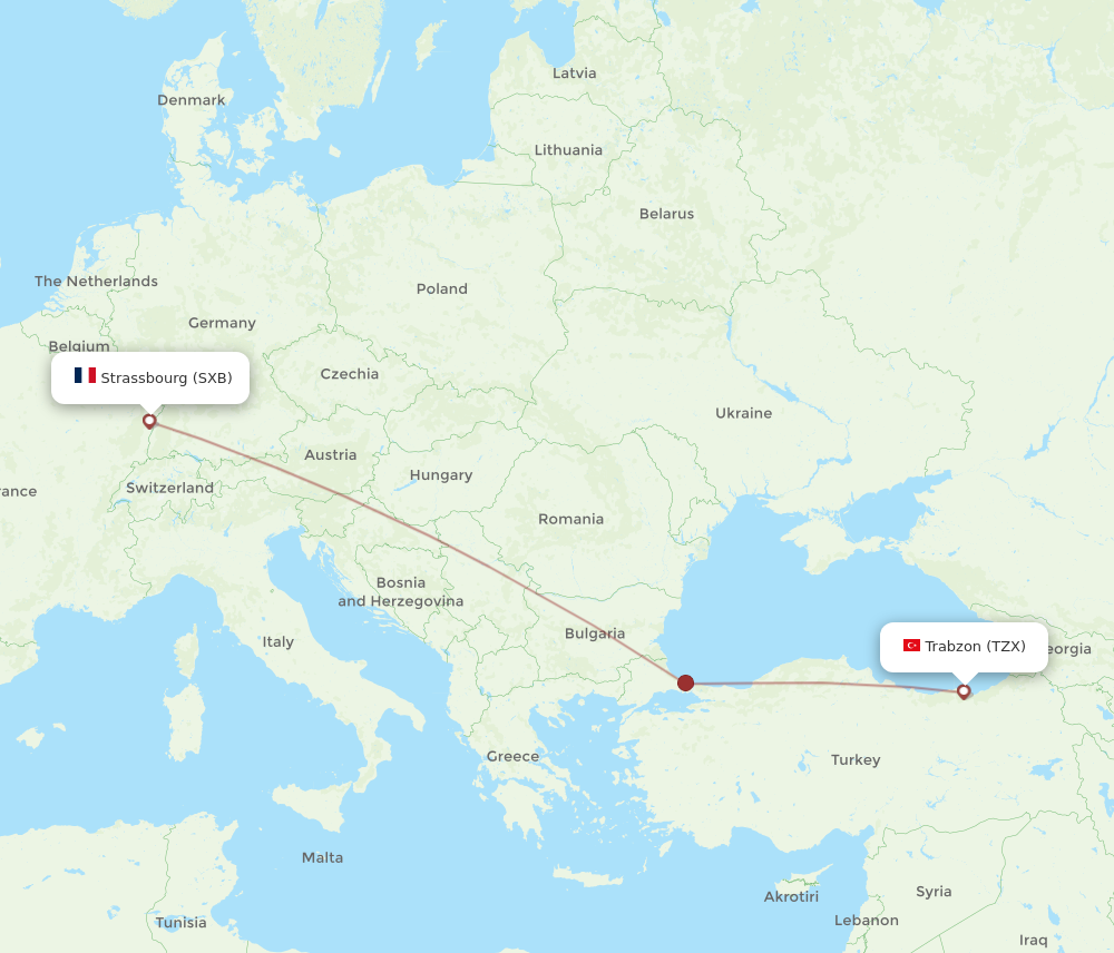 Flights from Strasbourg to Trabzon SXB to TZX Flight Routes