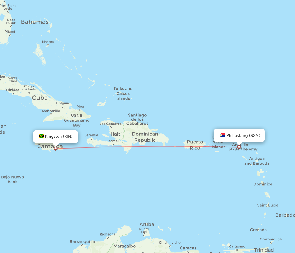 Direct (non-stop) flights from Anguilla to Saint Barthelemy - schedules 