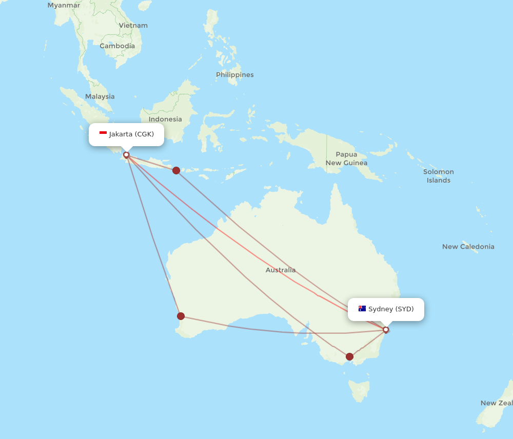 Flights from Sydney to Jakarta SYD to CGK Flight Routes