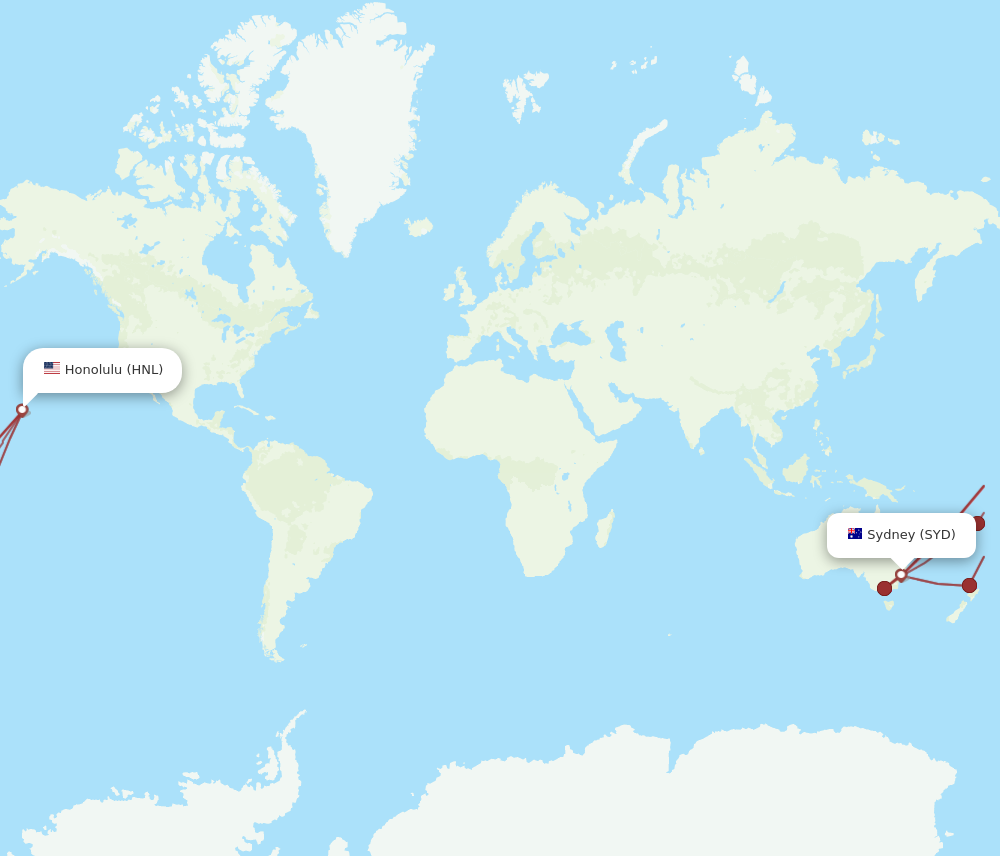 All flight routes from Sydney to Honolulu, SYD to HNL - Flight Routes