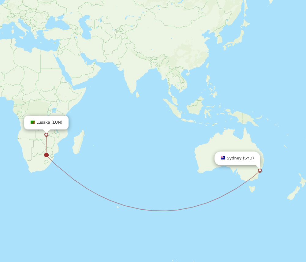 Flights from Sydney to Lusaka SYD to LUN Flight Routes