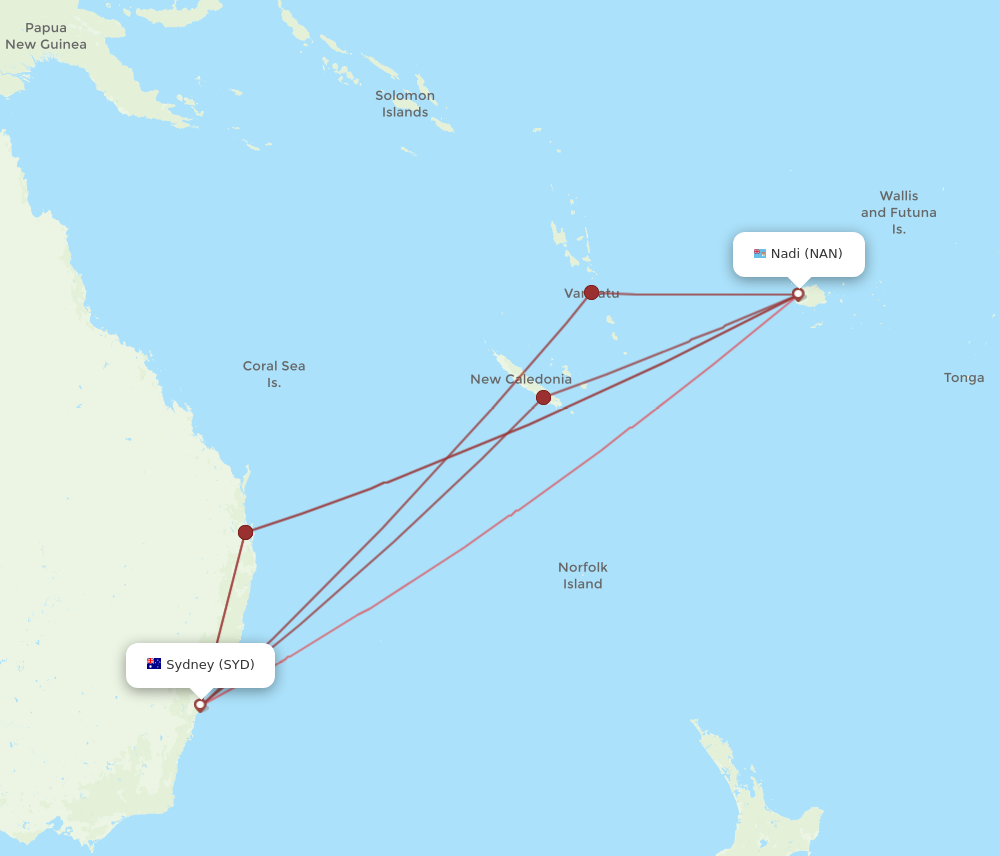 Flights from Sydney to Nadi SYD to NAN Flight Routes