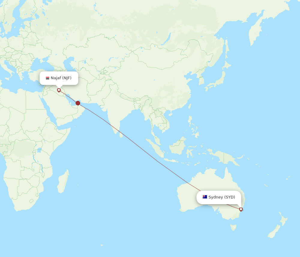 Flights from Sydney to Al Najaf SYD to NJF Flight Routes